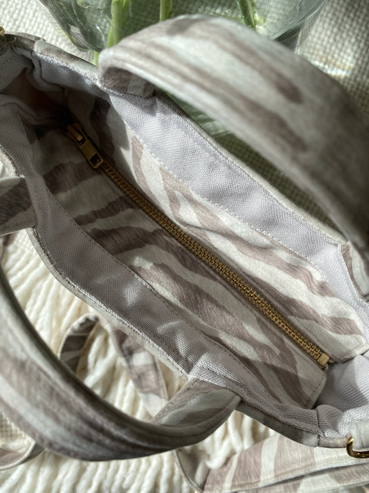 Mini cabas - Pile Poil Zèbre Beige