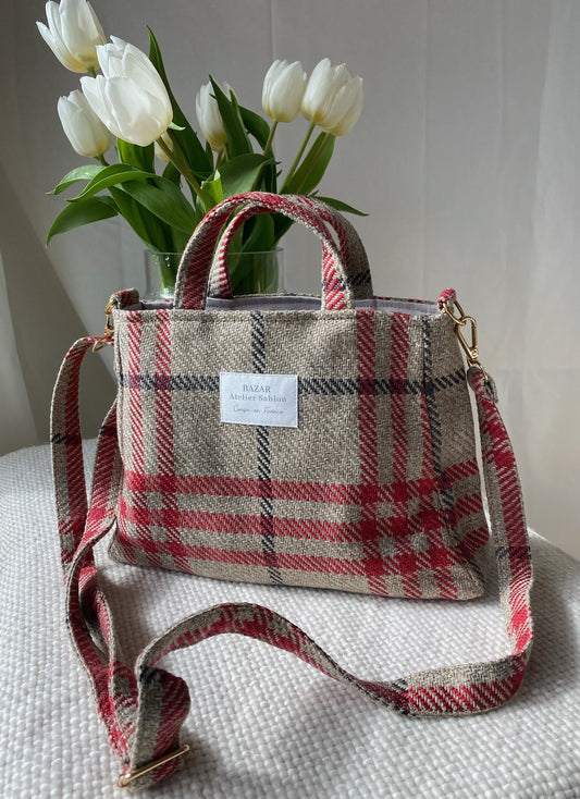 Mini Cabas - Tartan Pion Rouge