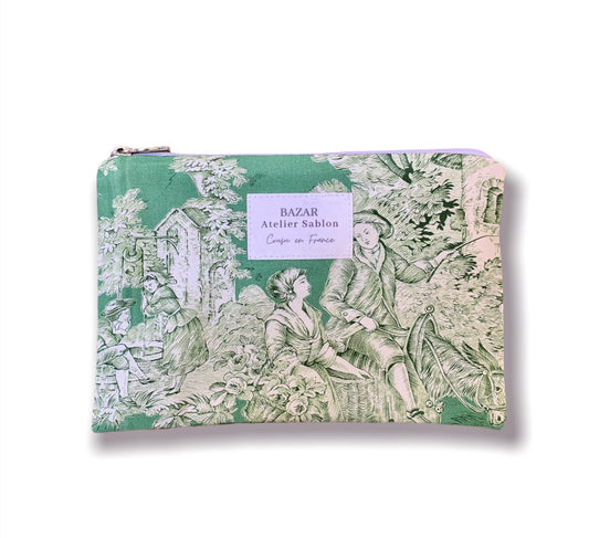 Pochette Plate - Jouy de Fruits Vert Foncé