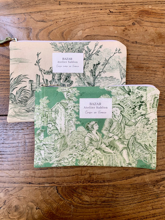 Pochette Plate - Jouy de Fruits Vert Foncé