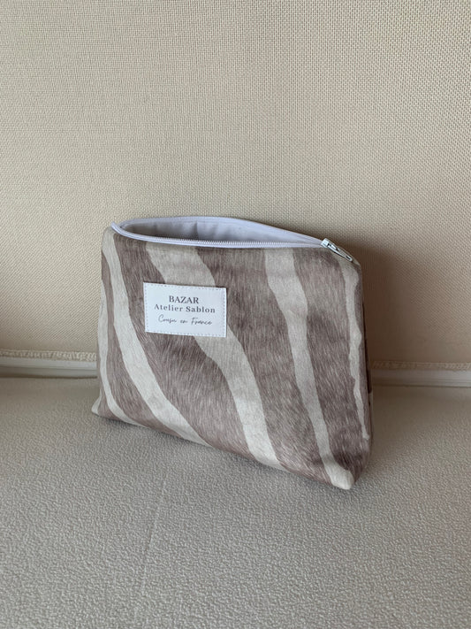 Trousse de Toilette - Pile Poil Zèbre Greige