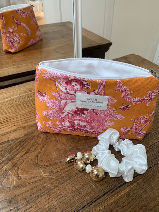 Trousse de Toilette - Jouy de Fruits Orange & Fuchsia