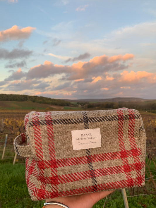 Trousse de Toilette XL - Tartan Pion Rouge