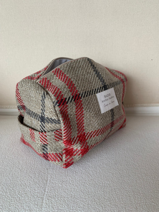 Trousse de Toilette XL - Tartan Pion Rouge