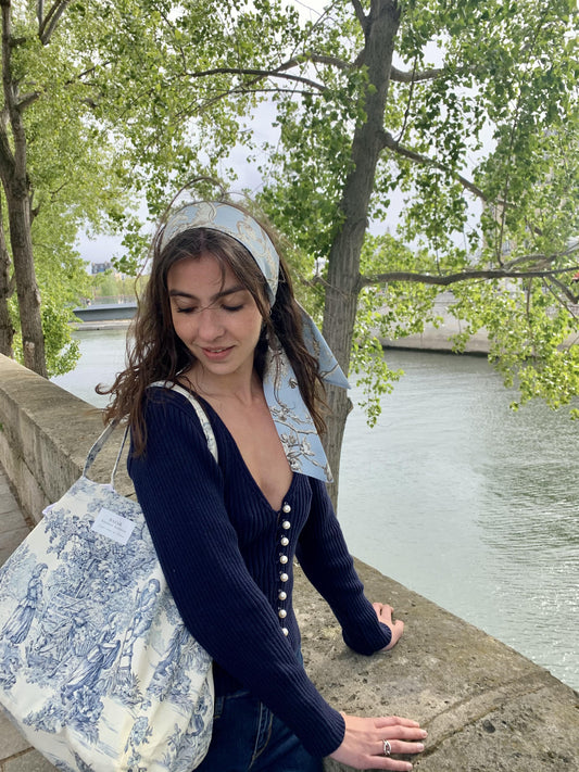 CABAS TOILE DE JOUY BLEU / CABAS MADE IN FRANCE