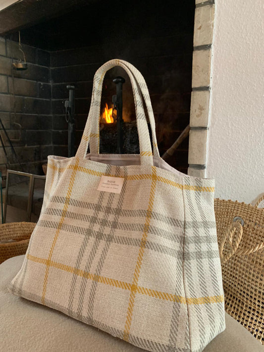 Cabas - Tartan Pion Moutarde