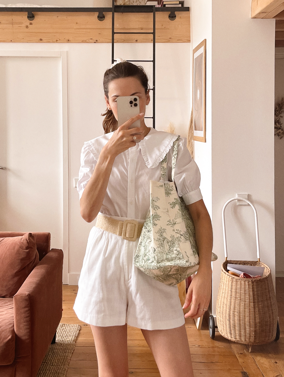 CABAS TOILE DE JOUY VERT / CABAS MADE IN FRANCE