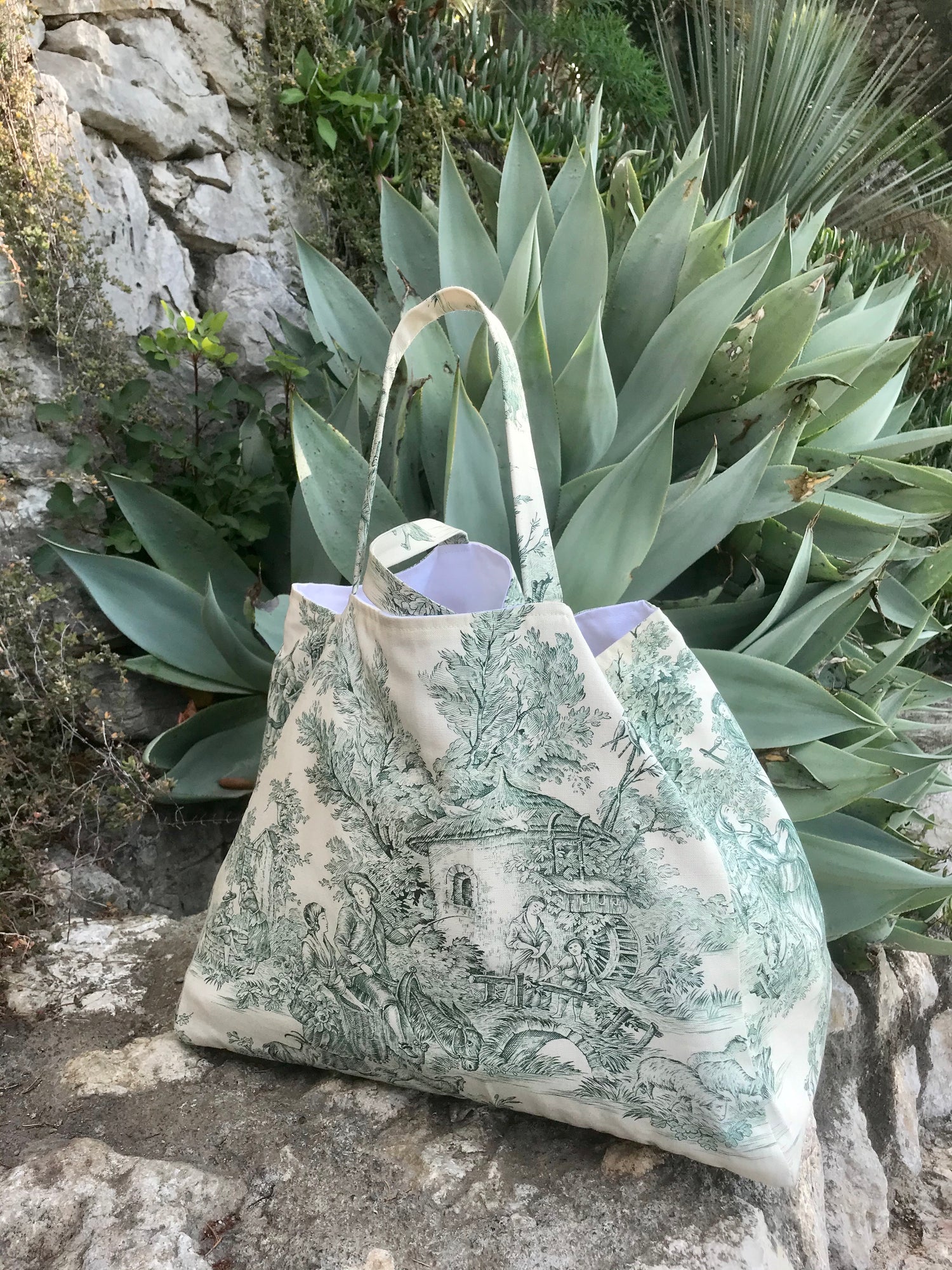 Sac toile de Jouy bleu